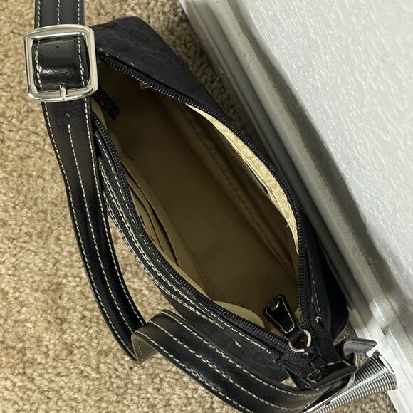 Vintage Y2k Nine West Mini Handbag Black Canvas Faux Leather Handle - Picture 9 of 10